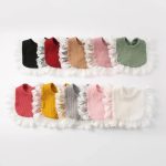 Surakey Baby Muslin Bandana Drool Lace Bibs Adjustable Bibs, Teething and Drooling Bibs Saliva Towel Clean Bibs for Newborn - Gray - Image 3
